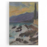 Rocky Seashore with Cypresses - Modern Wall Art of Coastal Landscape