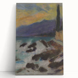 Rocky Seashore with Cypresses - Modern Wall Art of Coastal Landscape