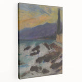 Rocky Seashore with Cypresses - Modern Wall Art of Coastal Landscape