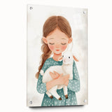 Loving Girl & Lamb Nursery Wall Art - Baby Room & Kids Decor
