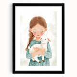 Loving Girl & Lamb Nursery Wall Art - Baby Room & Kids Decor