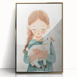 Loving Girl & Lamb Nursery Wall Art - Baby Room & Kids Decor
