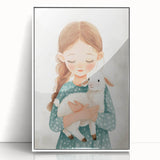 Loving Girl & Lamb Nursery Wall Art - Baby Room & Kids Decor