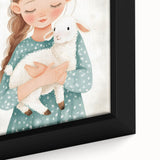 Loving Girl & Lamb Nursery Wall Art - Baby Room & Kids Decor