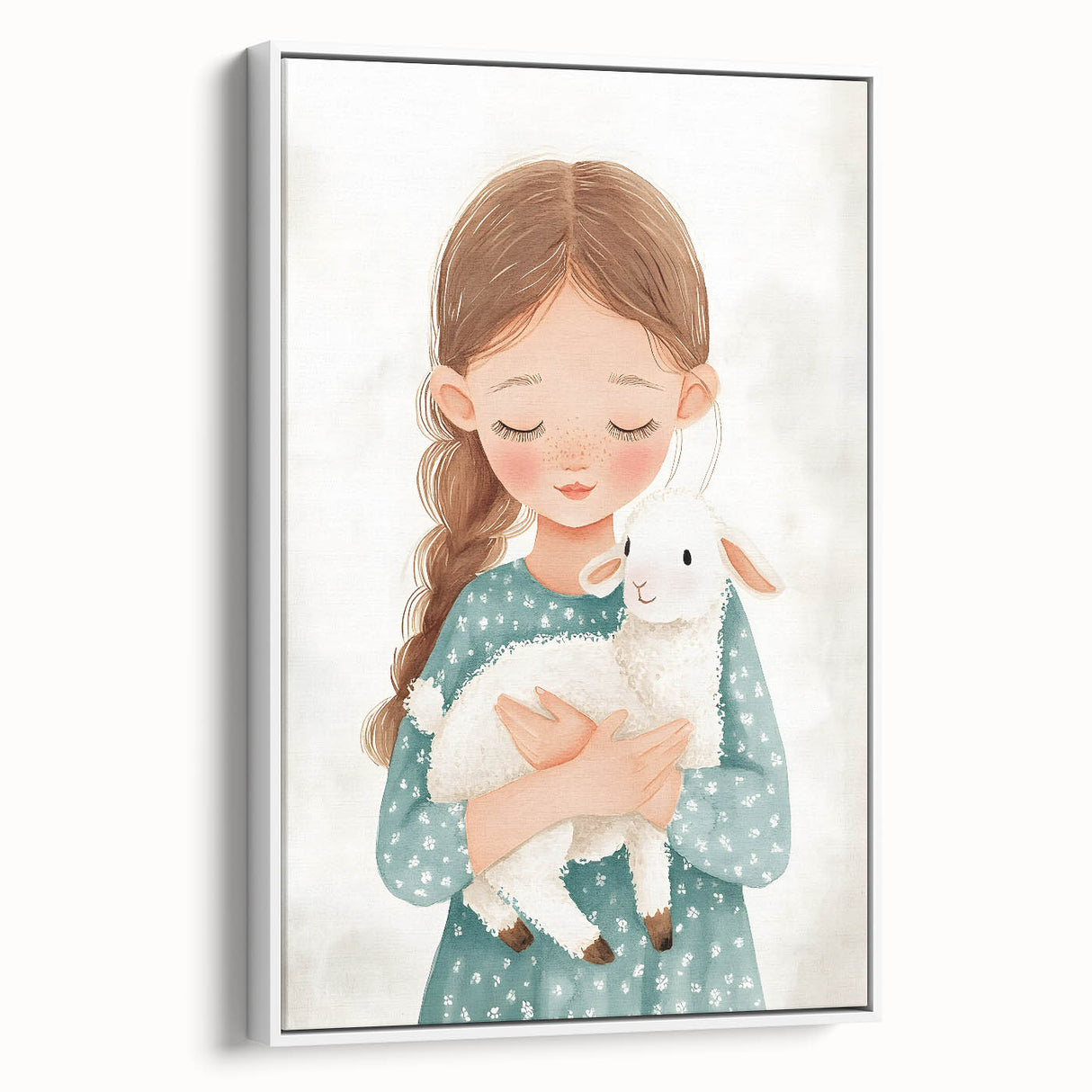 Loving Girl & Lamb Nursery Wall Art - Baby Room & Kids Decor