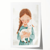 Loving Girl & Lamb Nursery Wall Art - Baby Room & Kids Decor