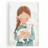 Loving Girl & Lamb Nursery Wall Art - Baby Room & Kids Decor