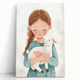 Loving Girl & Lamb Nursery Wall Art - Baby Room & Kids Decor