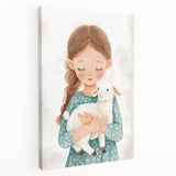 Loving Girl & Lamb Nursery Wall Art - Baby Room & Kids Decor