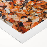 Art deco poster featuring a stylized autumn landscape in orange and brown tones on rolled canvas.