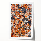 Extra large rolled print depicting autumnal floral design in warm orange and yellow tones, suitable for dining room wall art.
