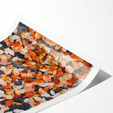 Extra large wall art featuring line art flowers in muted autumnal tones on a rolled print.