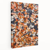 Autumn-themed landscape on large stretched canvas featuring earthy orange and brown hues, suitable for kitchen wall art.