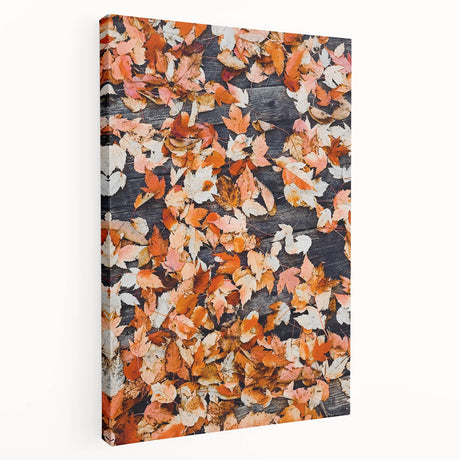 Autumn-themed landscape on large stretched canvas featuring earthy orange and brown hues, suitable for kitchen wall art.