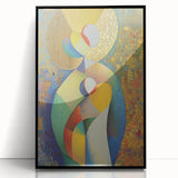 Framed abstract figurative wall art in black acrylic, showcasing intricate designs and bold shapes, perfect for modern home decor and art enthusiasts.