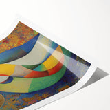 Abstract figurative rolled print showcasing vibrant colors and dynamic shapes, highlighting artistic expression, perfect for modern home decor. Packaged securely in a sturdy tube.