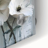 Close-up view of vibrant abstract floral wall art printed on acrylic glass, showcasing intricate details and vivid colors, perfect for modern home decor.