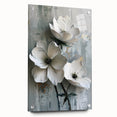 Abstract floral wall art displayed in a side view, showcasing vibrant colors and intricate designs, mounted with pins for an elegant presentation. Ideal for modern home decor.
