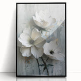 Framed abstract floral wall art in black acrylic, showcasing vibrant colors and intricate patterns, ideal for modern home decor. Perfect for adding elegance to any room.