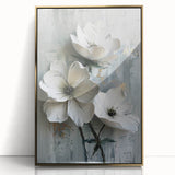 Framed abstract floral wall art in gold acrylic, featuring vibrant colors and intricate designs, ideal for modern home decor and enhancing interior aesthetics.