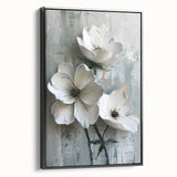 Abstract floral wall art framed canvas showcasing vibrant colors and intricate designs. The black frame enhances the artwork's elegance, perfect for modern decor.