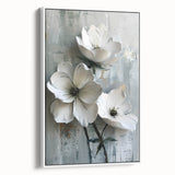 Framed canvas wall art showcasing abstract floral designs in soft pastel colors, viewed from the side, perfect for modern home decor accents.