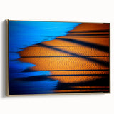Abstract landscape wall art in a sleek gold frame, showcasing vibrant colors and intricate textures, perfect for enhancing modern home decor and artistic spaces.