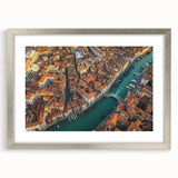 Silver landscape bridge frame showcasing a modern design with a white mat, perfect for displaying artwork or photographs in a stylish home setting.