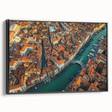 Framed canvas print showcasing a striking landscape bridge design in vivid colors, viewed from the side, ideal for enhancing home decor with artistic flair.