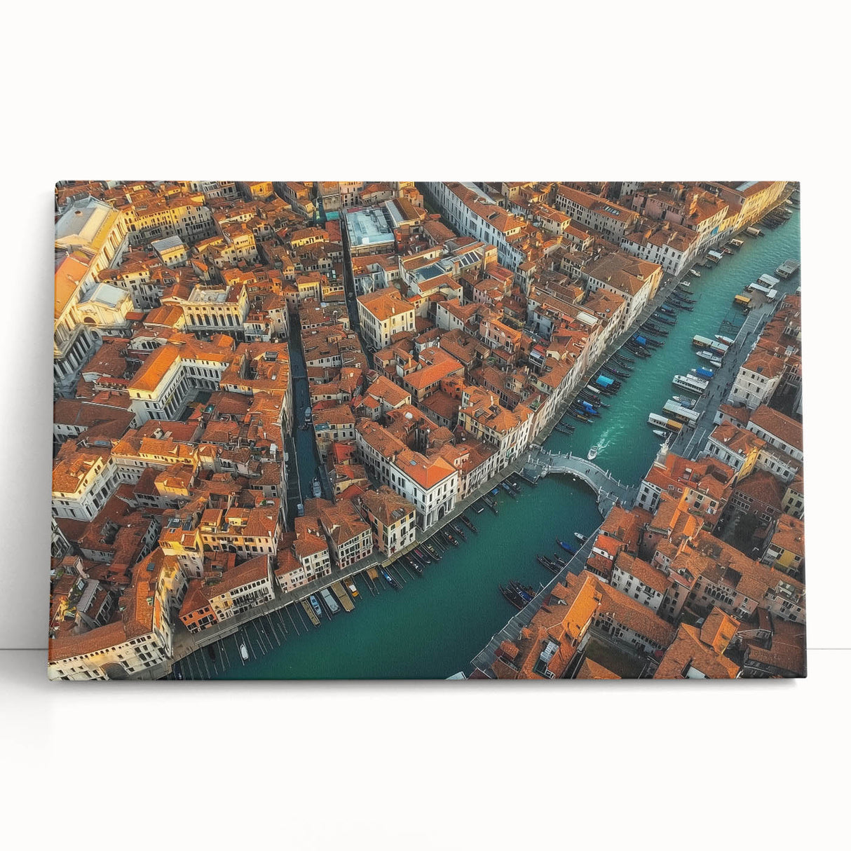Landscape canvas art depicting a serene bridge over a tranquil river, featuring vibrant colors and detailed textures, ideal for home decor and art enthusiasts.