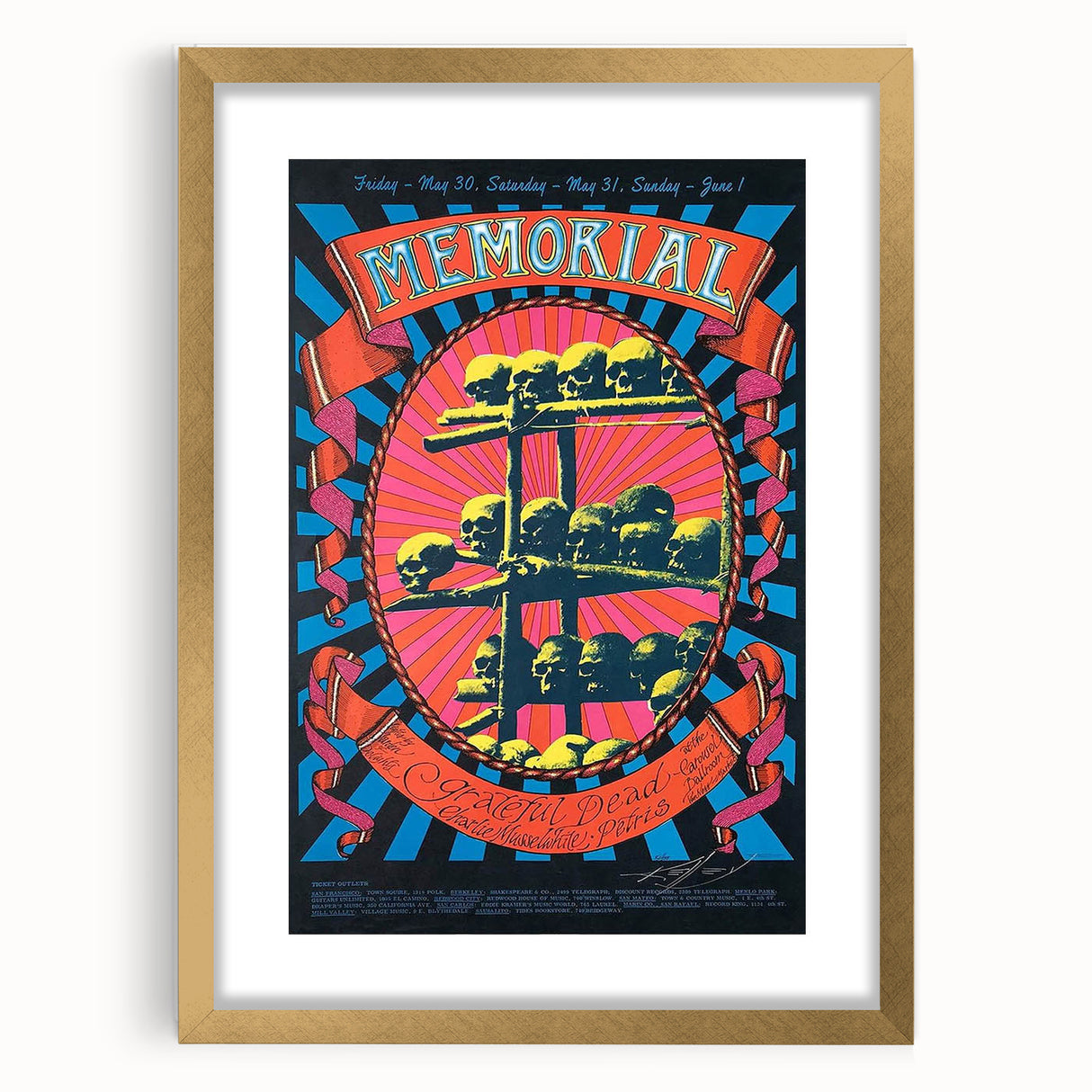 Grateful Dead Retro Wall Art - Vintage Memorial Concert Poster