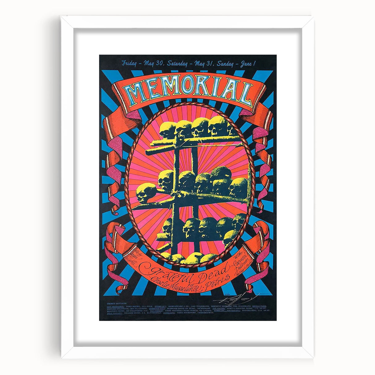 Grateful Dead Retro Wall Art - Vintage Memorial Concert Poster
