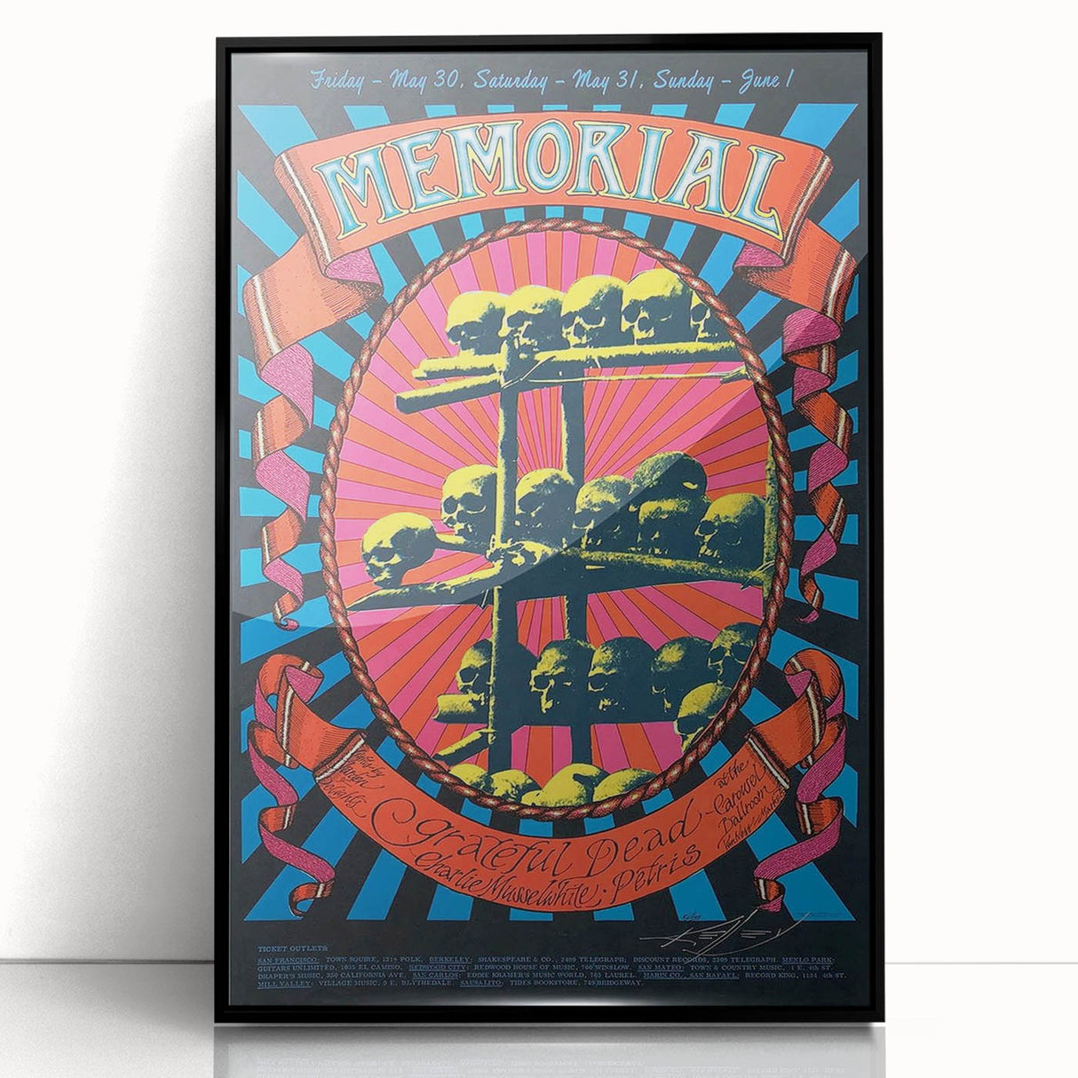 Grateful Dead Retro Wall Art - Vintage Memorial Concert Poster