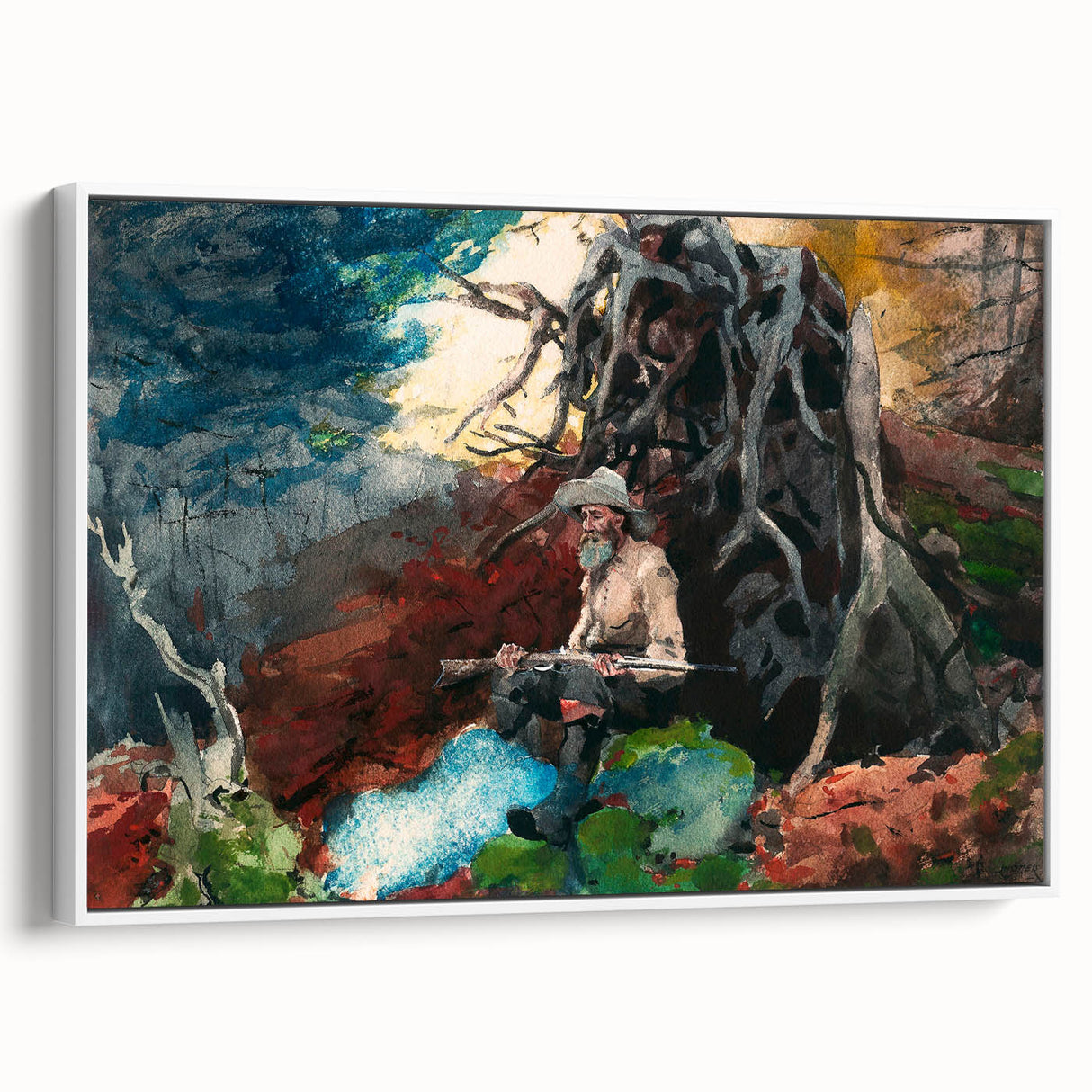 Realism Art Prints - Campfire in Adirondacks by Winslow Homer Wall Art