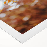 Art deco poster featuring an autumnal scene with warm orange and brown tones on a rolled canvas.