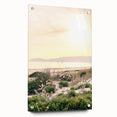 Large abstract wall art on acrylic glass featuring swirling blue and white patterns.