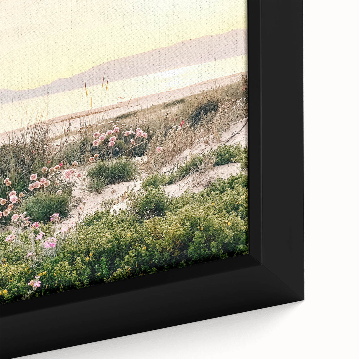 Extra large framed canvas featuring a textured, colorful abstract design with black accents, ideal for living room decor.