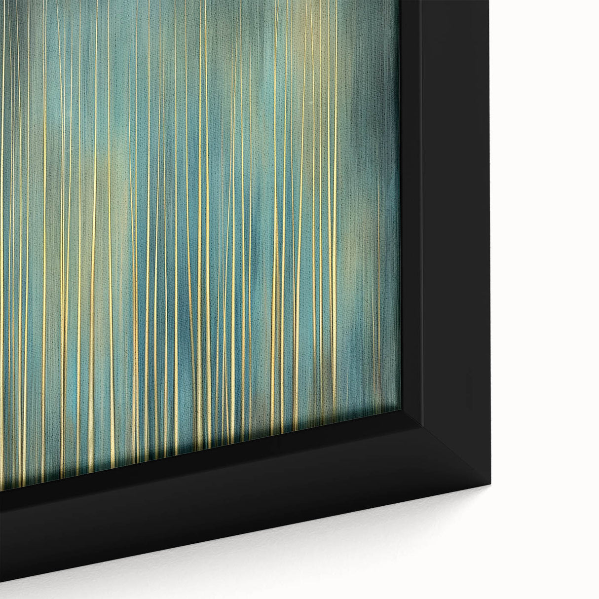 Golden Bamboo Abstract - Teal & Gold Living Room Wall Art