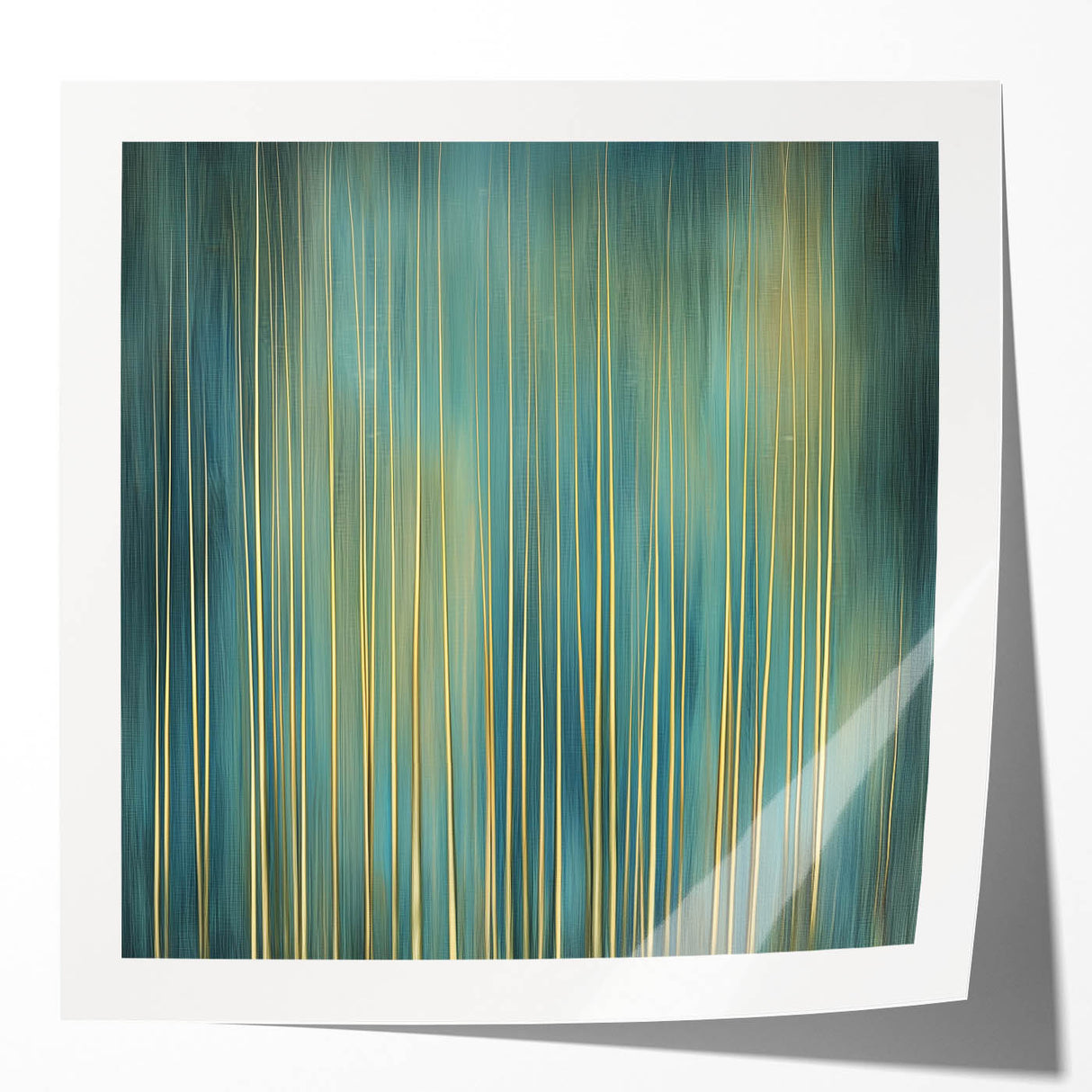 Golden Bamboo Abstract - Teal & Gold Living Room Wall Art