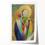 Abstract figurative art print showcasing vibrant colors and dynamic shapes, elegantly rolled and packed for safe shipment, perfect for modern home decor.