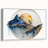 Framed abstract landscape wall art in soft pastel colors, showcasing rolling hills and a serene sky view, perfect for modern home decor and interior styling.