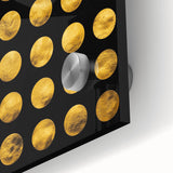 Geometric Abstract Wall Decor – Gold Circles on Black Canvas