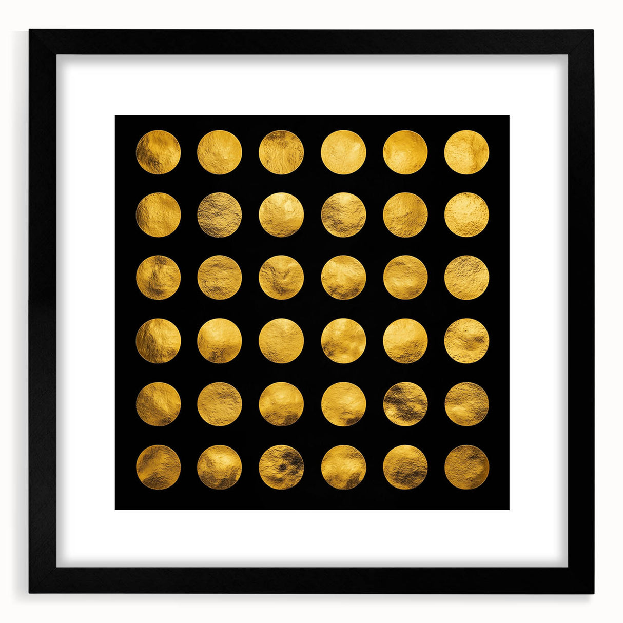Geometric Abstract Wall Decor – Gold Circles on Black Canvas