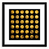 Geometric Abstract Wall Decor – Gold Circles on Black Canvas