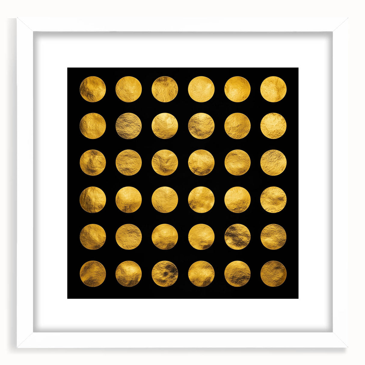 Geometric Abstract Wall Decor – Gold Circles on Black Canvas