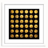 Geometric Abstract Wall Decor – Gold Circles on Black Canvas