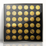 Geometric Abstract Wall Decor – Gold Circles on Black Canvas