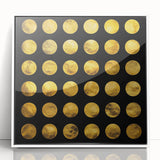 Geometric Abstract Wall Decor – Gold Circles on Black Canvas