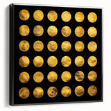Geometric Abstract Wall Decor – Gold Circles on Black Canvas