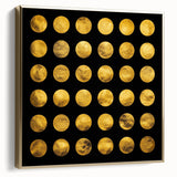 Geometric Abstract Wall Decor – Gold Circles on Black Canvas